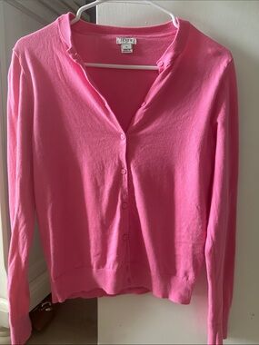 J. Crew Bright Pink Button-Up Cardigan
